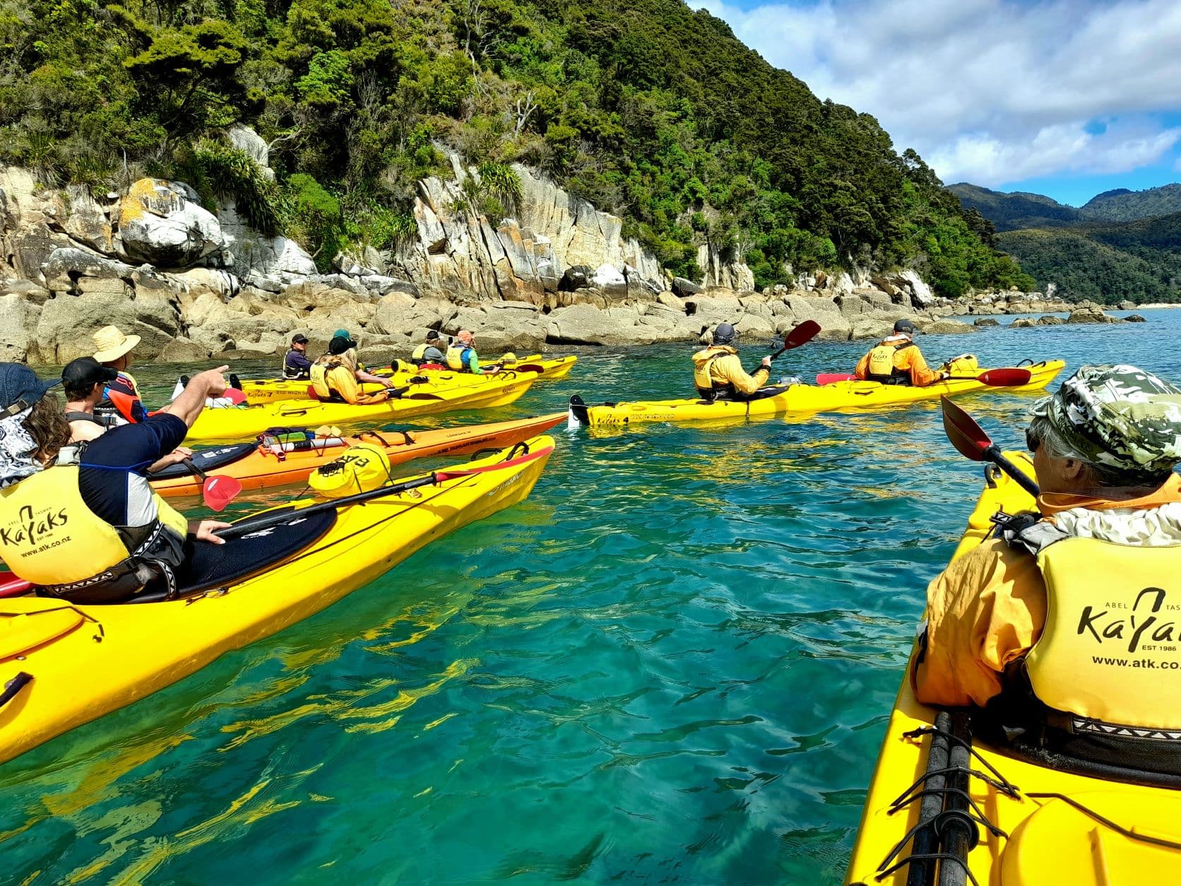 A group of clients on a kayak tour